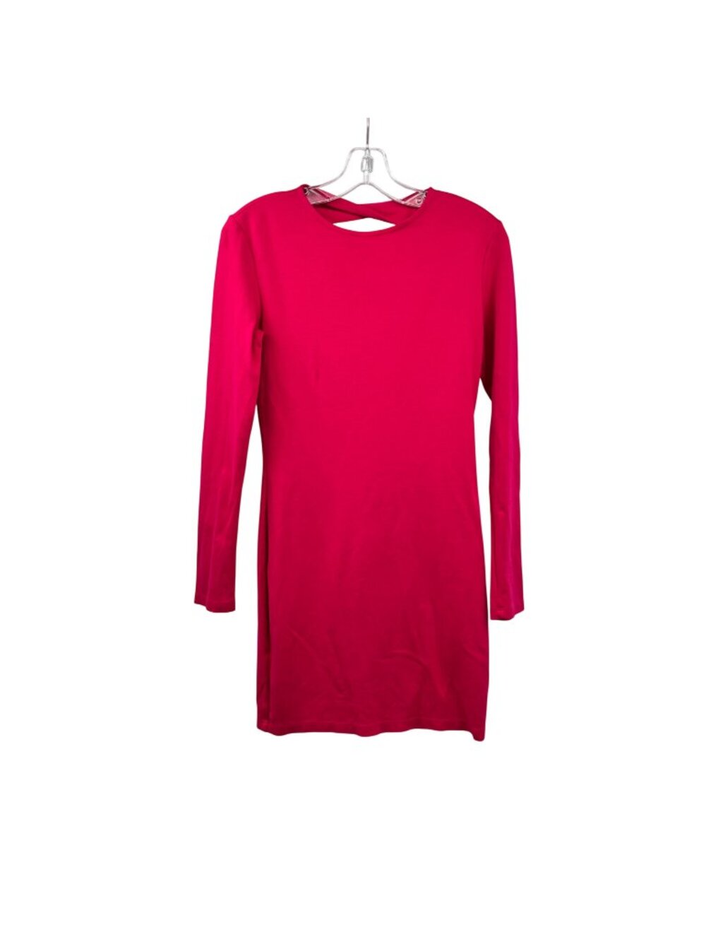 Kittenish Women's Pink Long Sleeve Mini Dress Open Back Medium